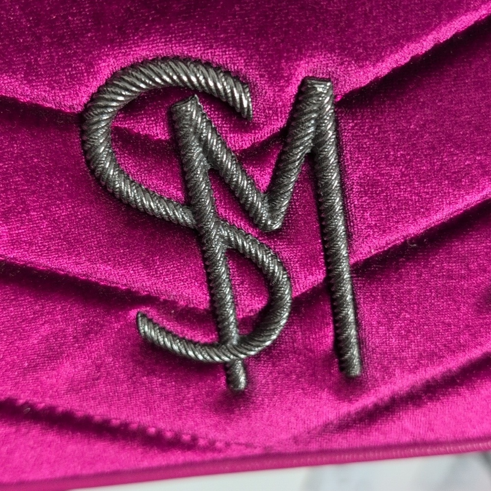 Steve Madden Bzoia Dark Fuschia Velvet Crossbody Festive Handbag Y2K Chic Glam - Picture 6 of 13